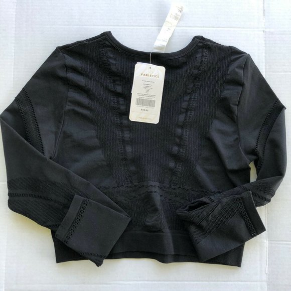 New Fabletics Jaymee Mesh Black Crop Cropped Top - Picture 5 of 8